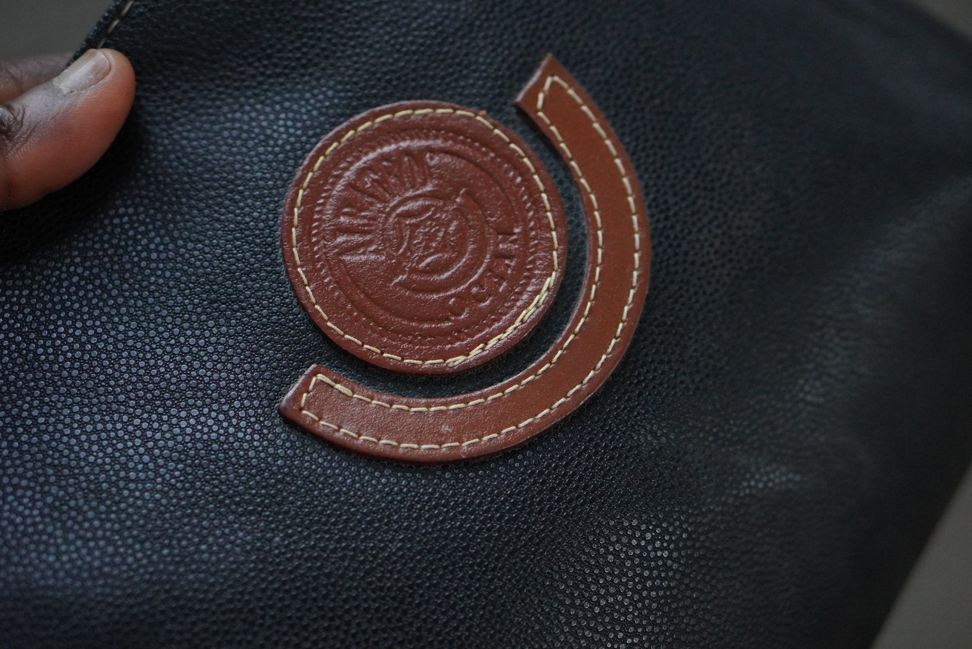 Albatross Ocean Vintage Clutch Bag Black Textured Leather Makeup Pouch 80s 90s