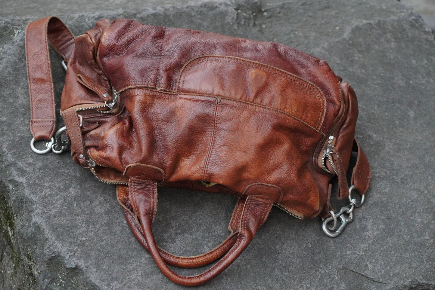 Liebeskind Berlin Vintage Leather Shoulder Bag Brown Crossbody Satchel Handbag