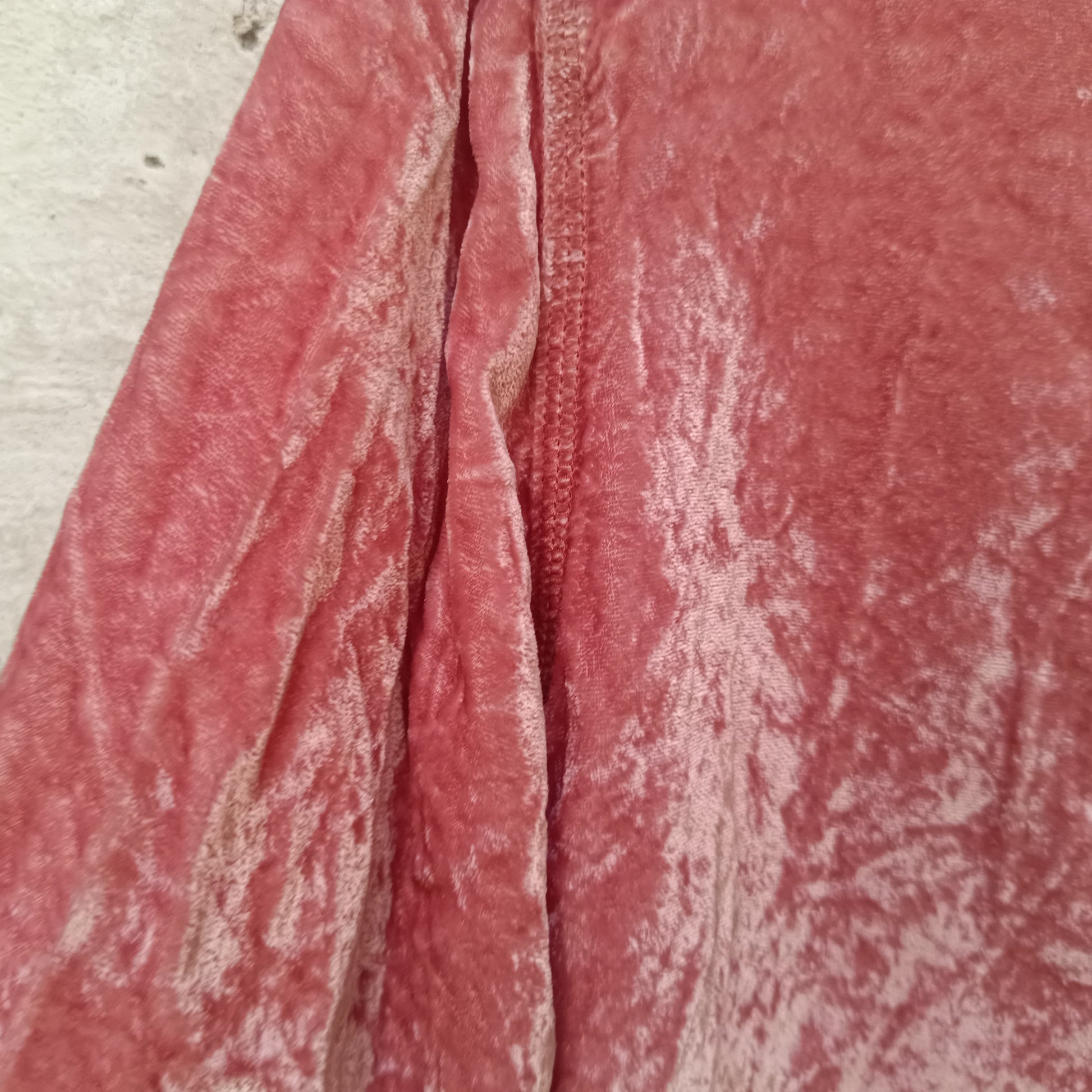 Crushed Velvet Top | Vintage Y2K Dusky Pink Long Sleeve Shirt | XLT