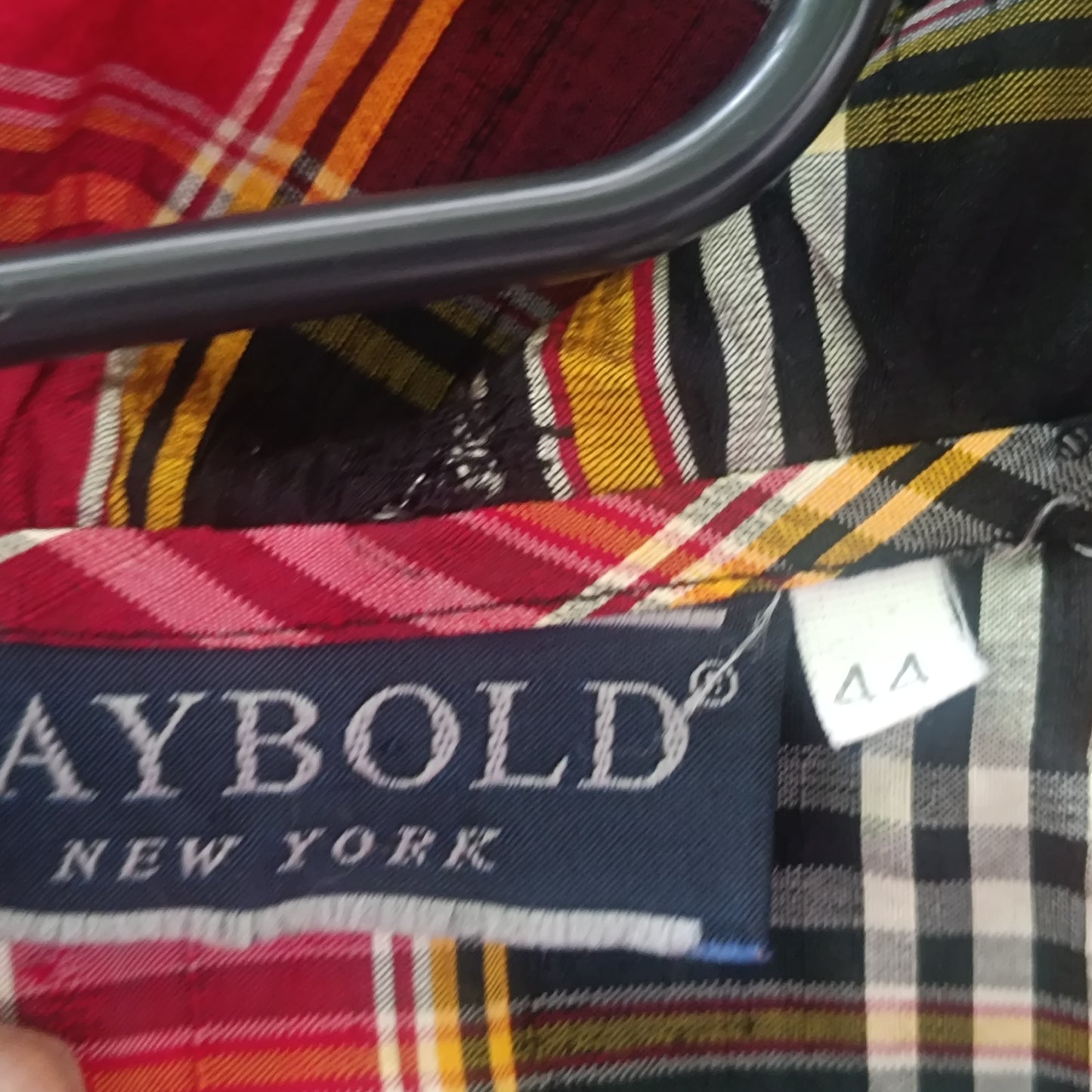 Vintage 90s Plaid Blouse - Red Tartan Draped Collar Shirt Raybold