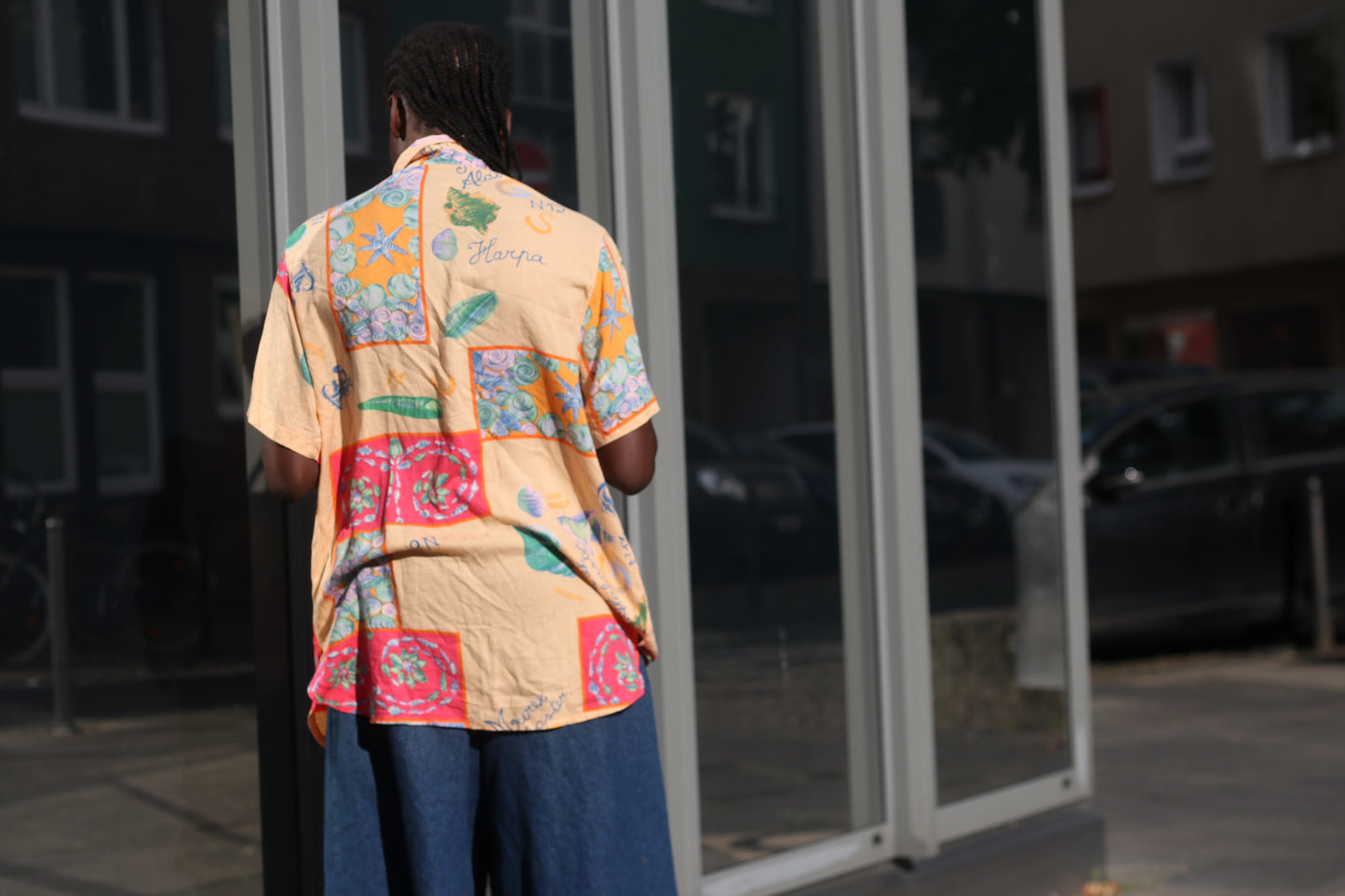 Vintage 80s Viscose Shirt - Nautical Sea Print Short Sleeve Blouse | Fits M/L