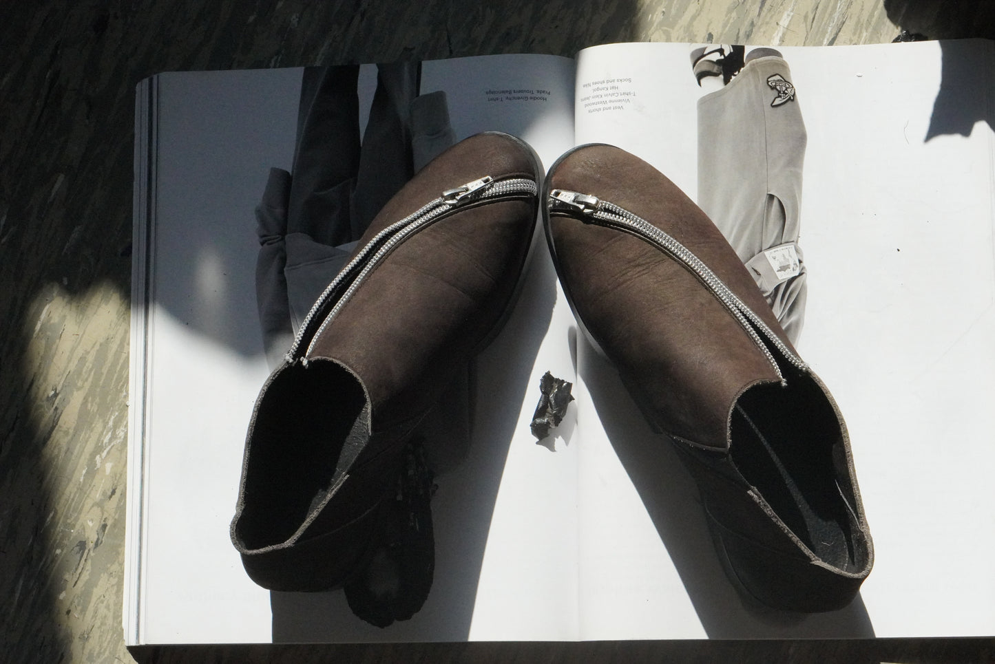 Vintage Arche Brown Nubuck Leather Zipper Ankle Boots Minimalist French Shoes 90s
