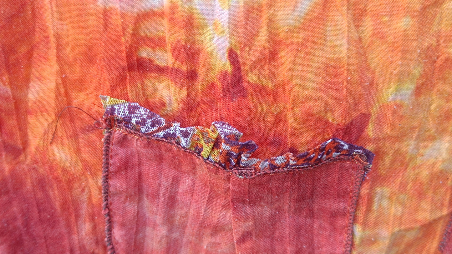 Vintage 90s Tie Dye Top Orange Grunge Blouse Y2K Aesthetic Earthy Festival Shirt