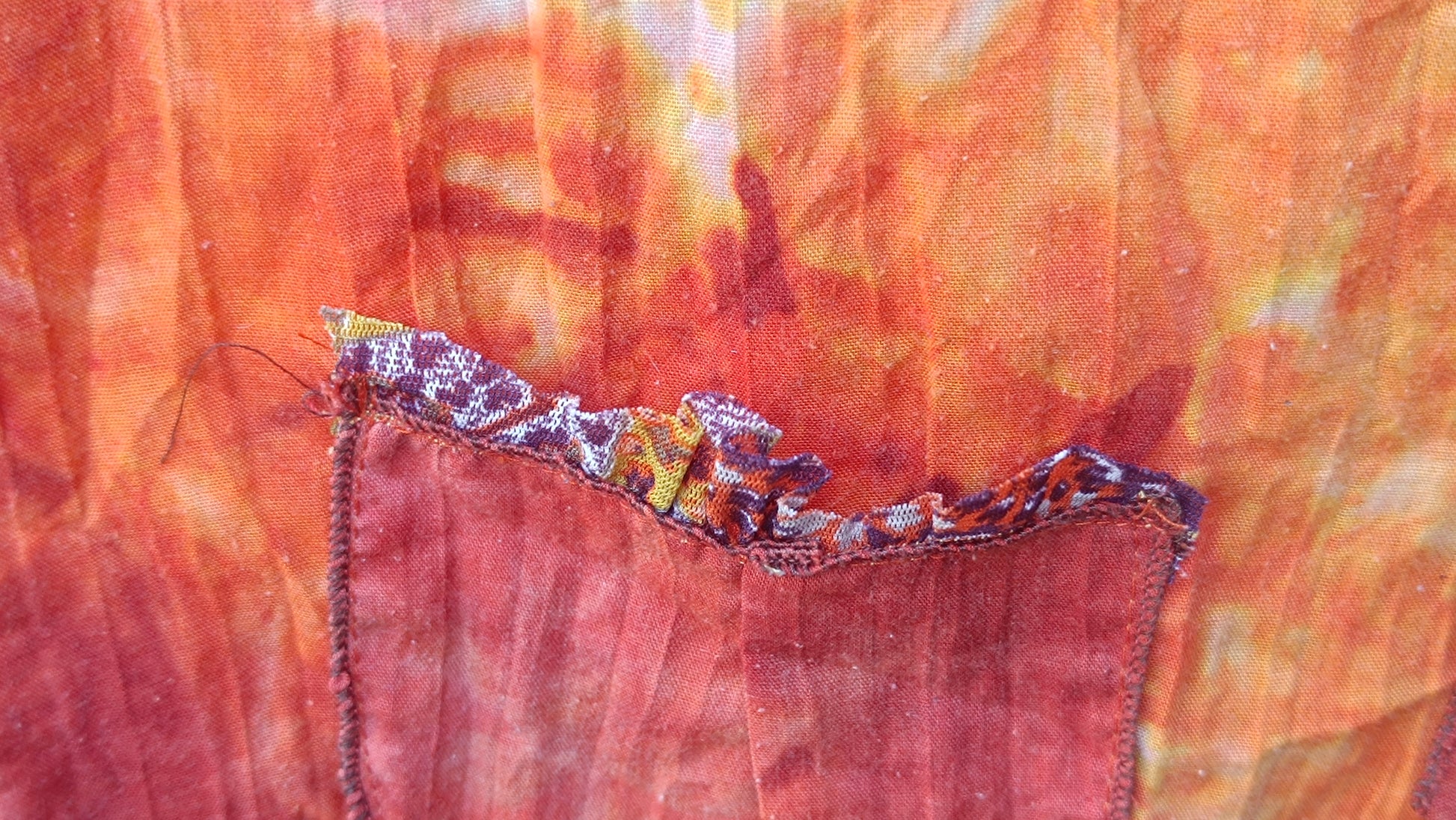 Vintage 90s Tie Dye Top Orange Grunge Blouse Y2K Aesthetic Earthy Festival Shirt