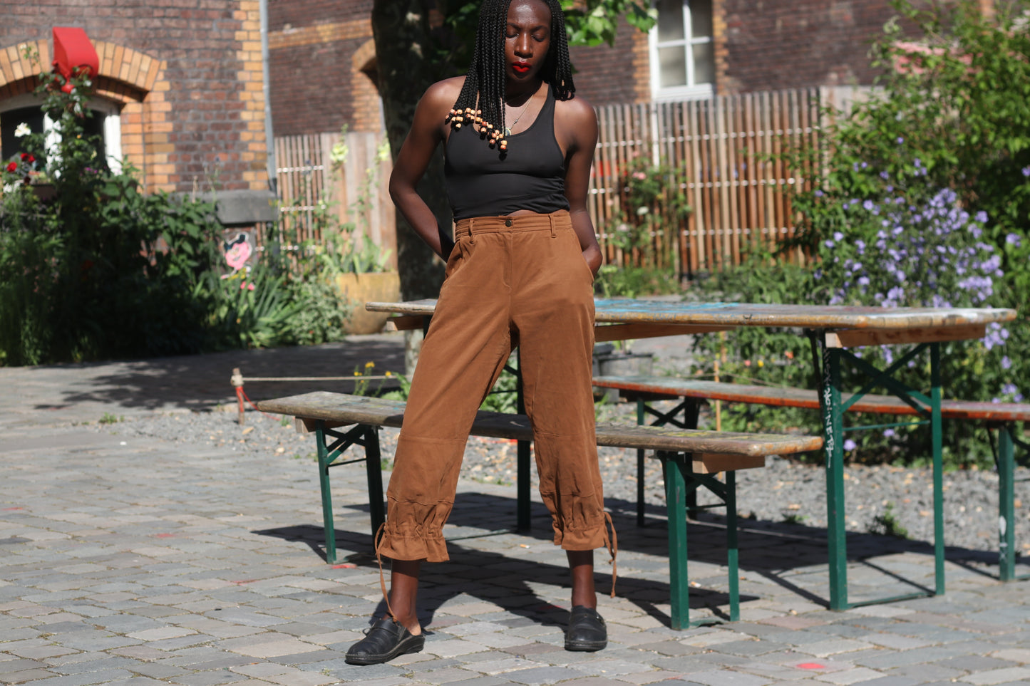 Vintage Y2K Brown Cropped Cargo Trousers - Drawstring Ankle Pants