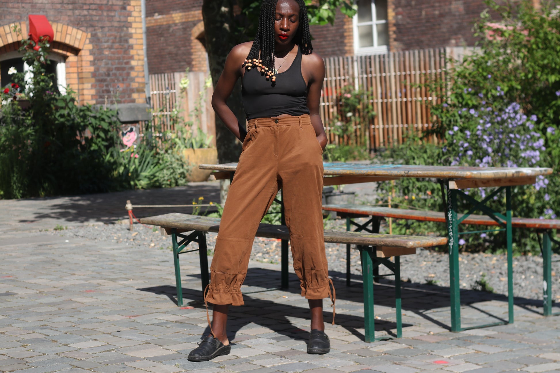 Vintage Y2K Brown Cropped Cargo Trousers - Drawstring Ankle Pants