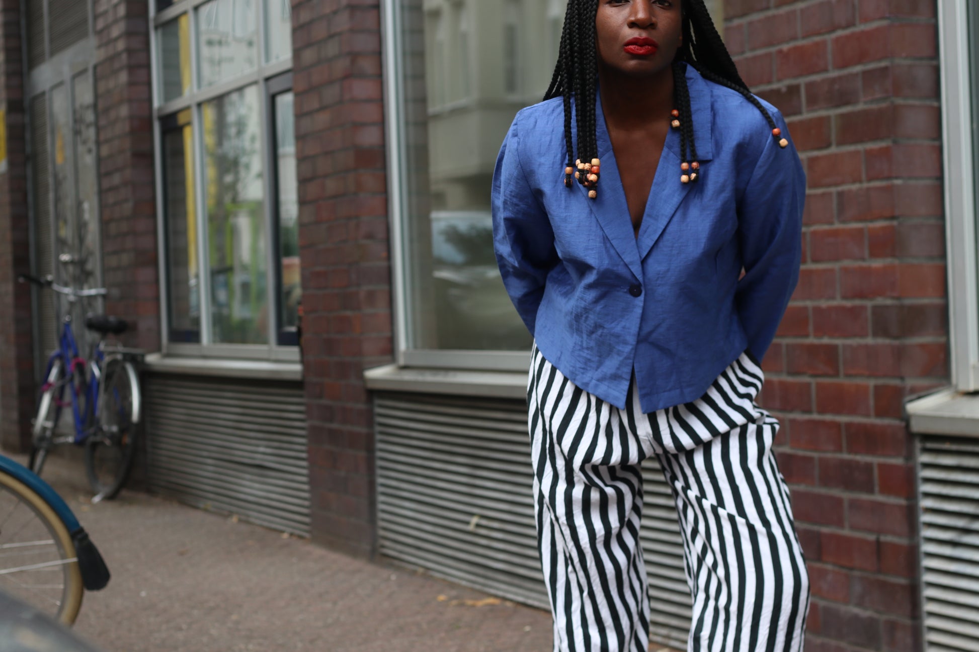 Vintage Linen Jacket Blue Cropped Blazer 90s Minimalist Linen Blend Shirt Top 42