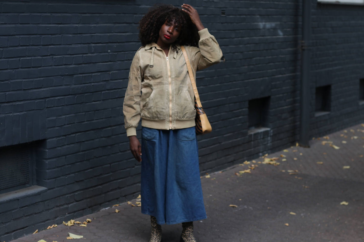Vintage Suede Leather Bomber Jacket Tan Brown 80s 90s | Size L