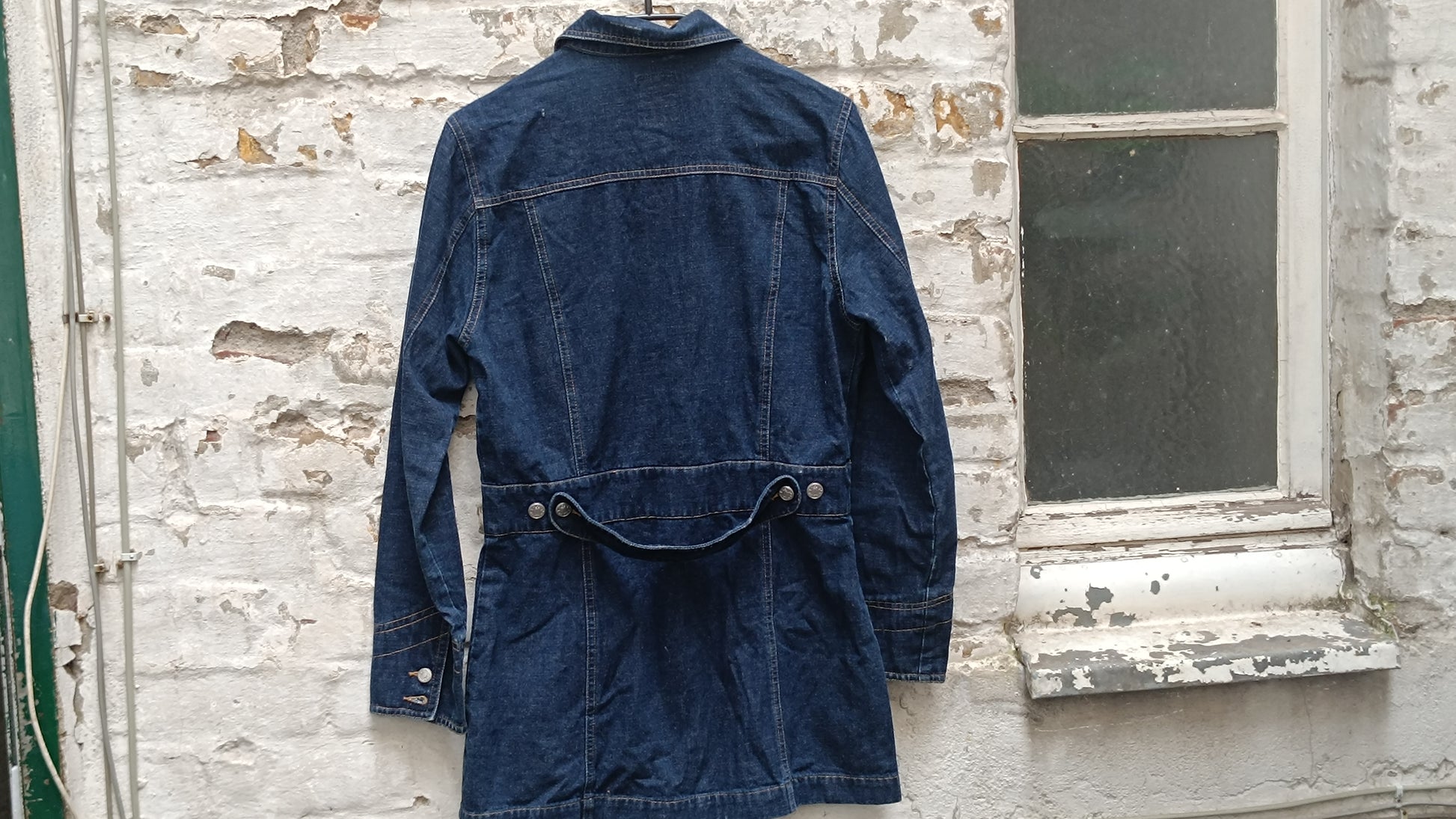 Vintage 1990s Denim Mini Dress Jacket Blue Jean Utility Western Button Up Dress