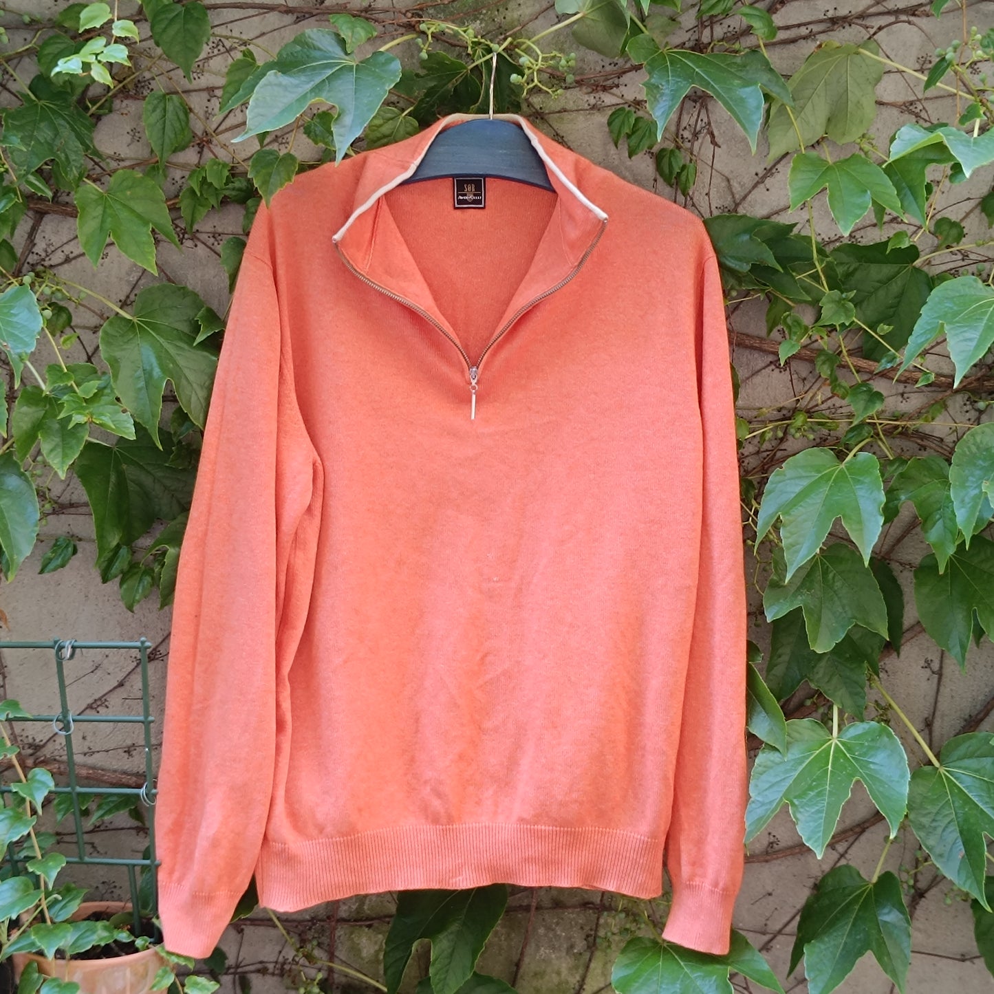 SØR Avongelli Vintage Silk Cashmere Orange Quarter Zip Sweater