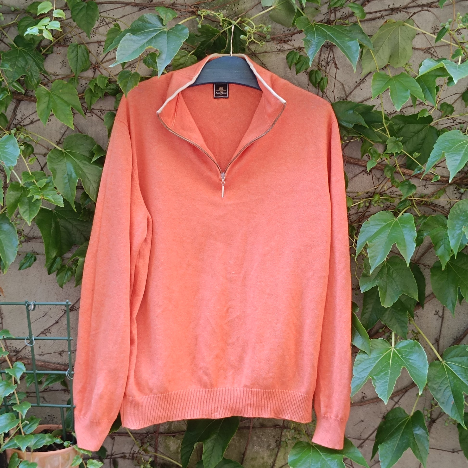 SØR Avongelli Vintage Silk Cashmere Orange Quarter Zip Sweater