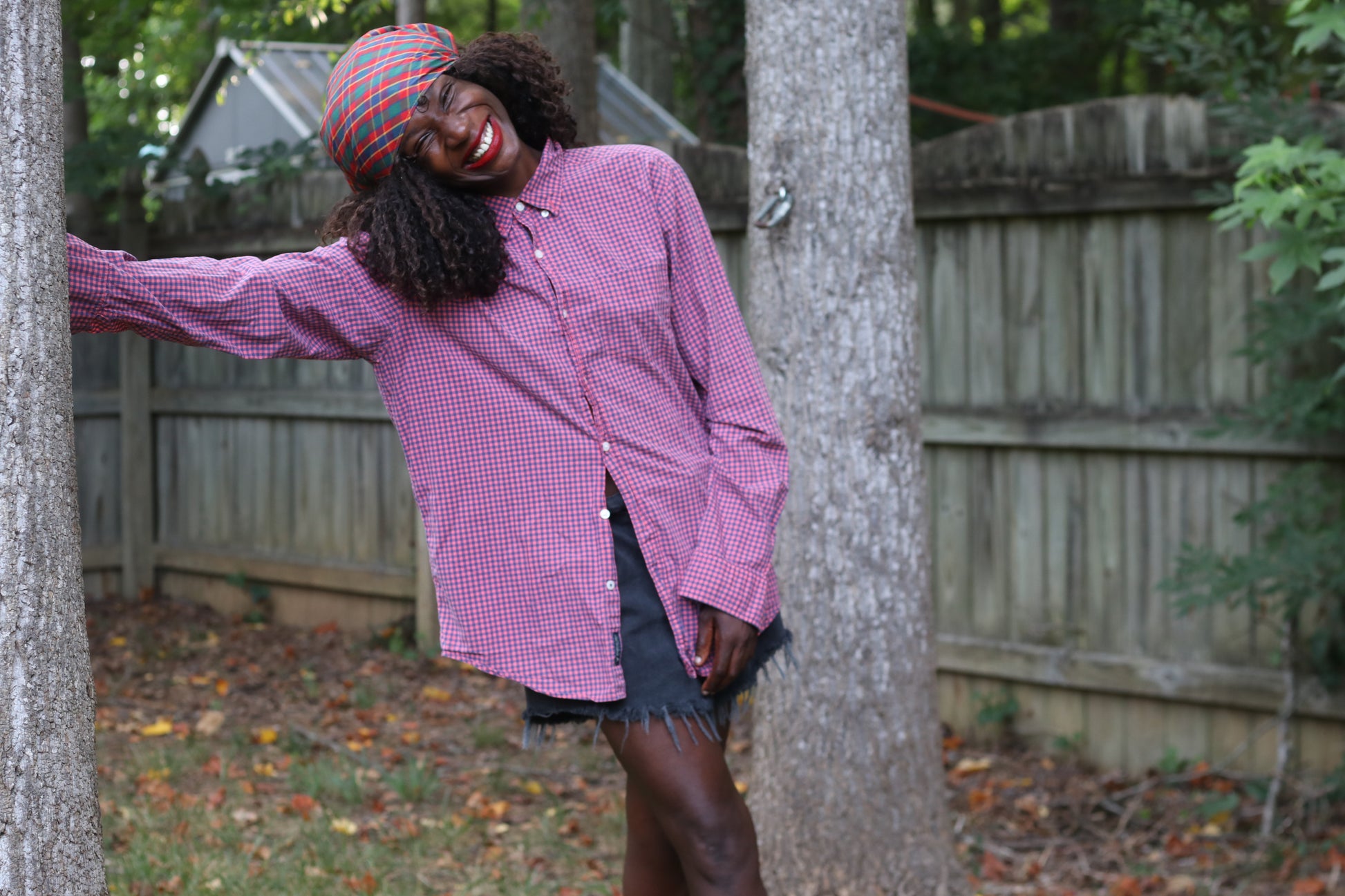 Vintage American Eagle Gingham Button Down Shirt - Pink & Blue