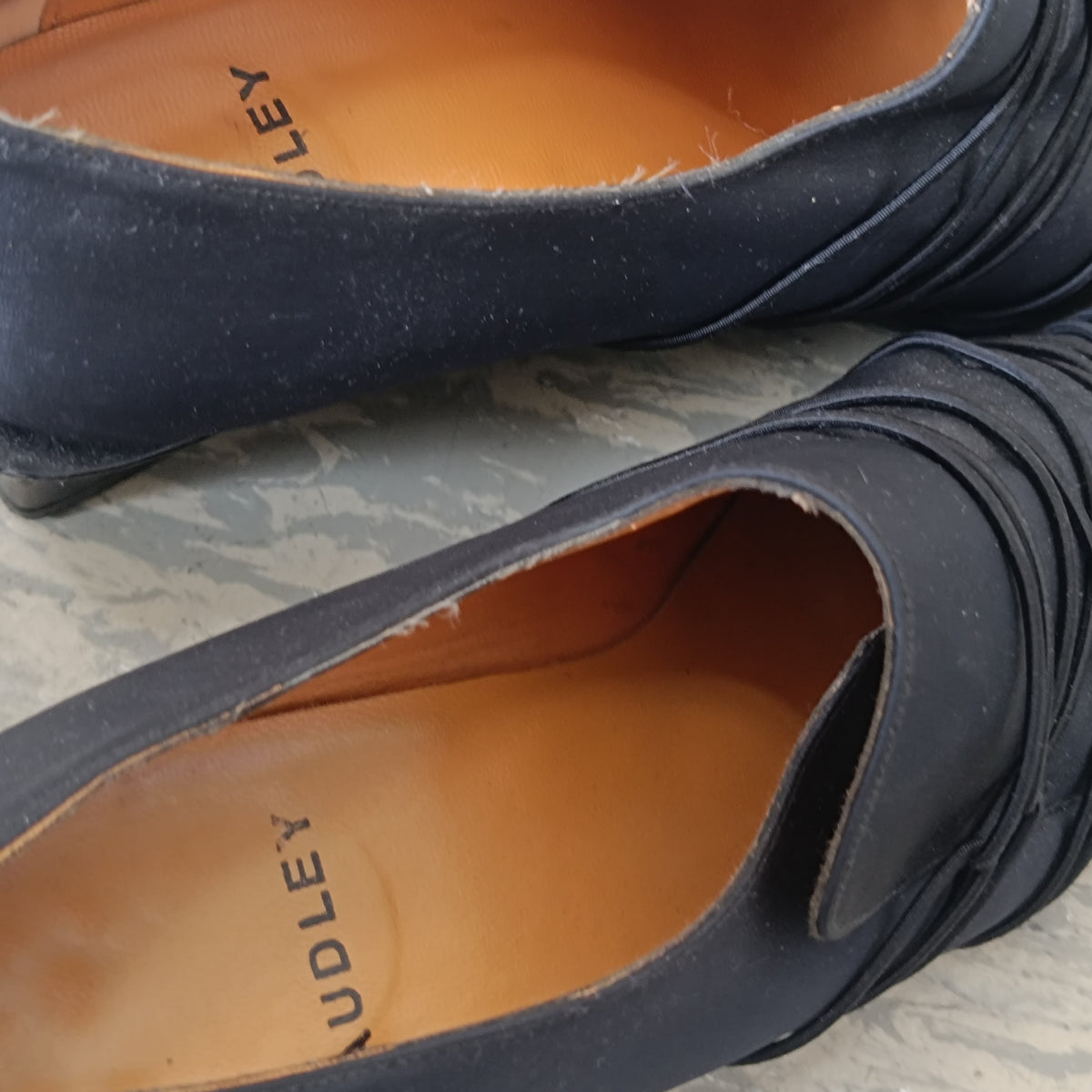 Vintage 90s AUDLEY Black Square Toe Wedge Loafers - Size EU 38