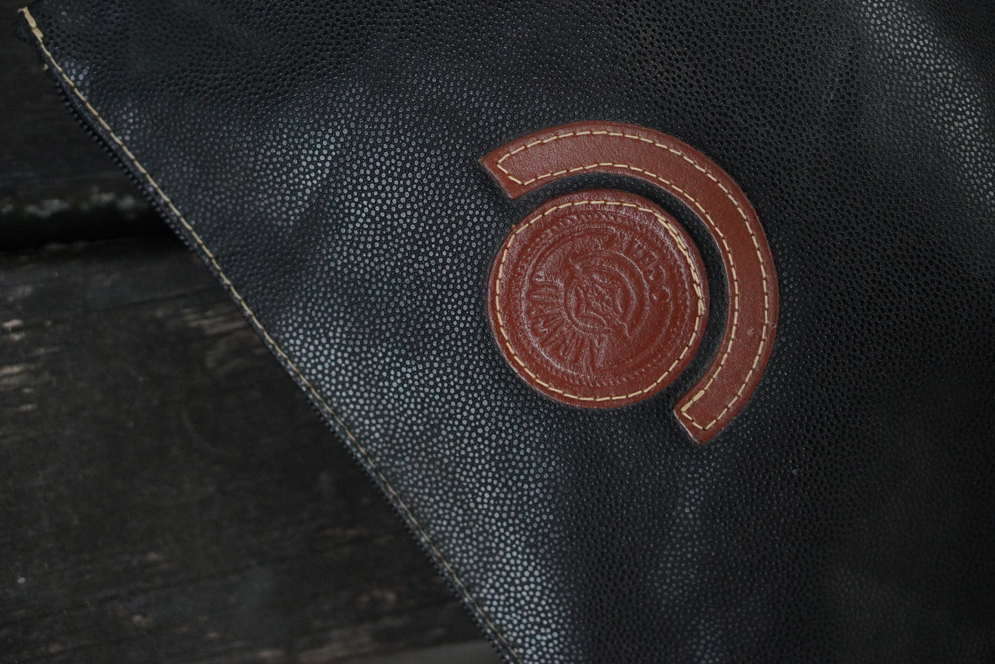 Albatross Ocean Vintage Clutch Bag Black Textured Leather Makeup Pouch 80s 90s