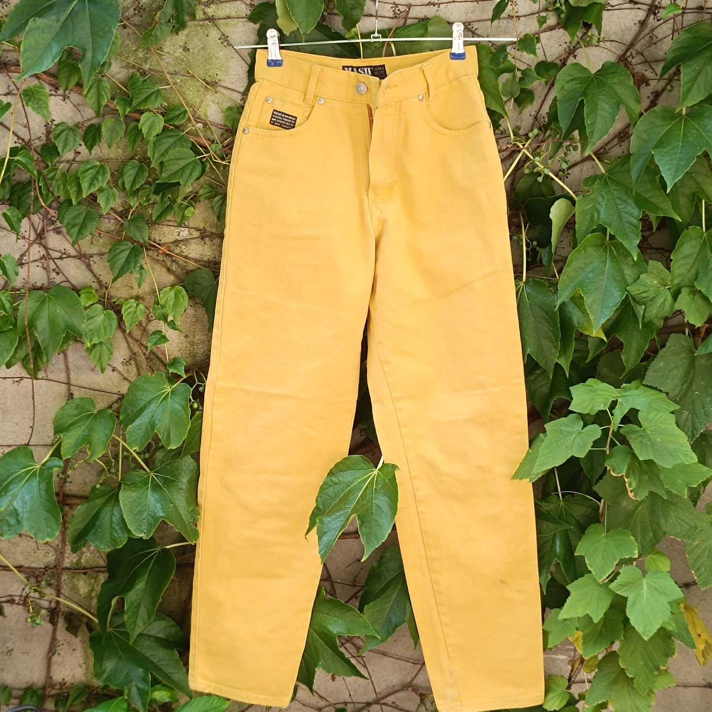 Vintage Yellow High Waist Jeans | 90s MASH Tapered Denim Pants