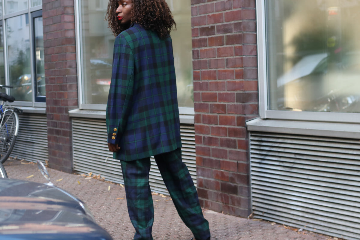 Tartan Plaid Trousers - 80s Wool Pants - NWT Deadstock Green | S/M