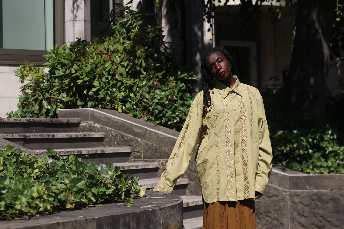 Vintage Road Cotton Embroidered Shirt - 90s Mustard Guayabera - M- XL Unisex