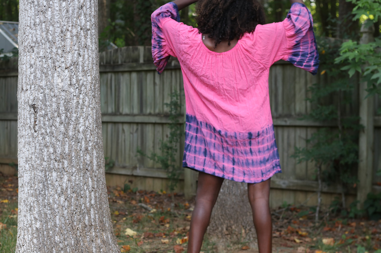 Vintage y2k Tie Dye Tunic Dress - Pink and Purple Bell Sleeve Mini