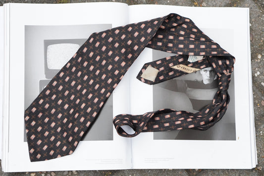 Joseph Abboud Vintage Silk Tie 90s Geometric Brocade Italian Made Mens Necktie