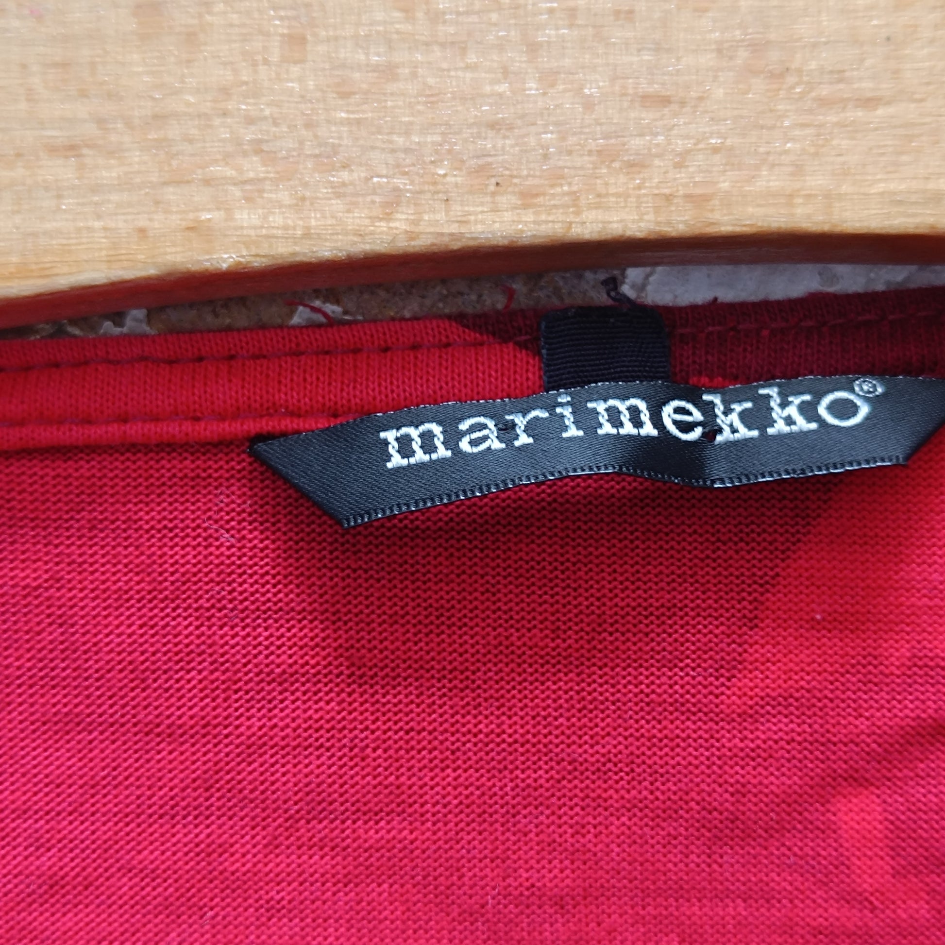 Marimekko Vintage Red Graphic Top - Y2K Long Sleeve Cotton Shirt
