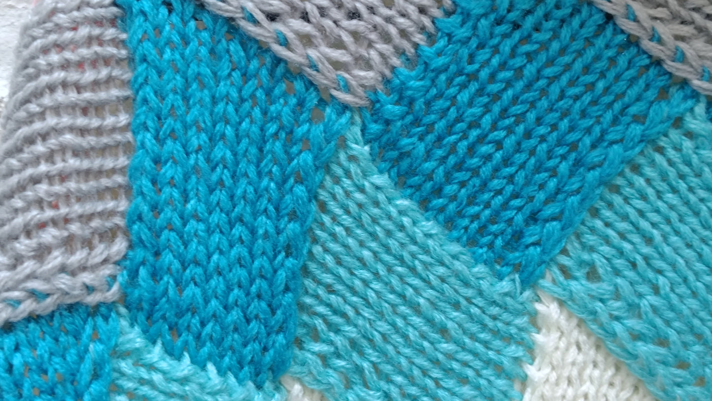 Vintage 80s Geometric Knit Turtleneck Sweater - Oversized Chunky Jumper