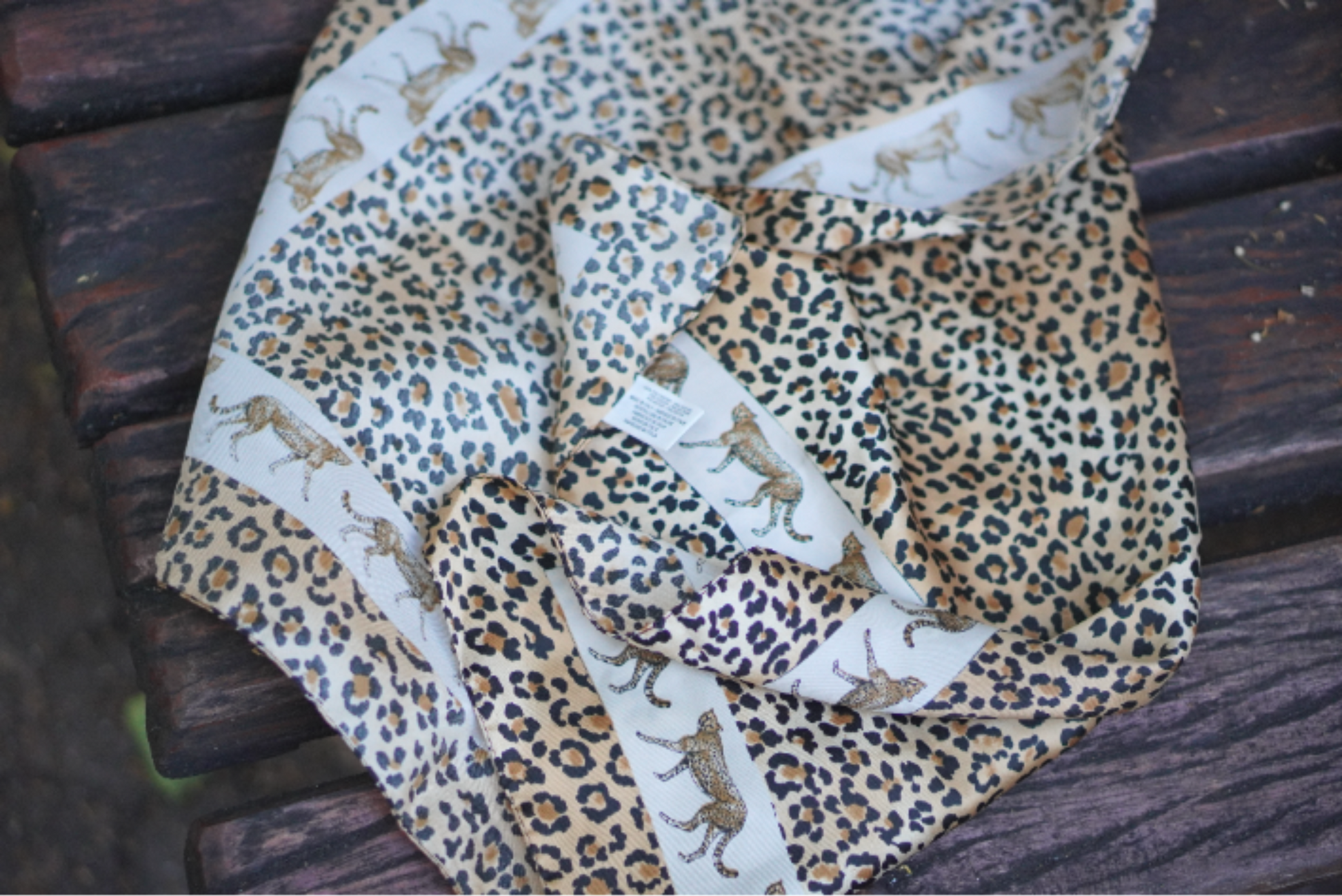 Vintage Italian Cheetah Print Scarf 1980s Animal Pattern Polyester Neck Head Wrap