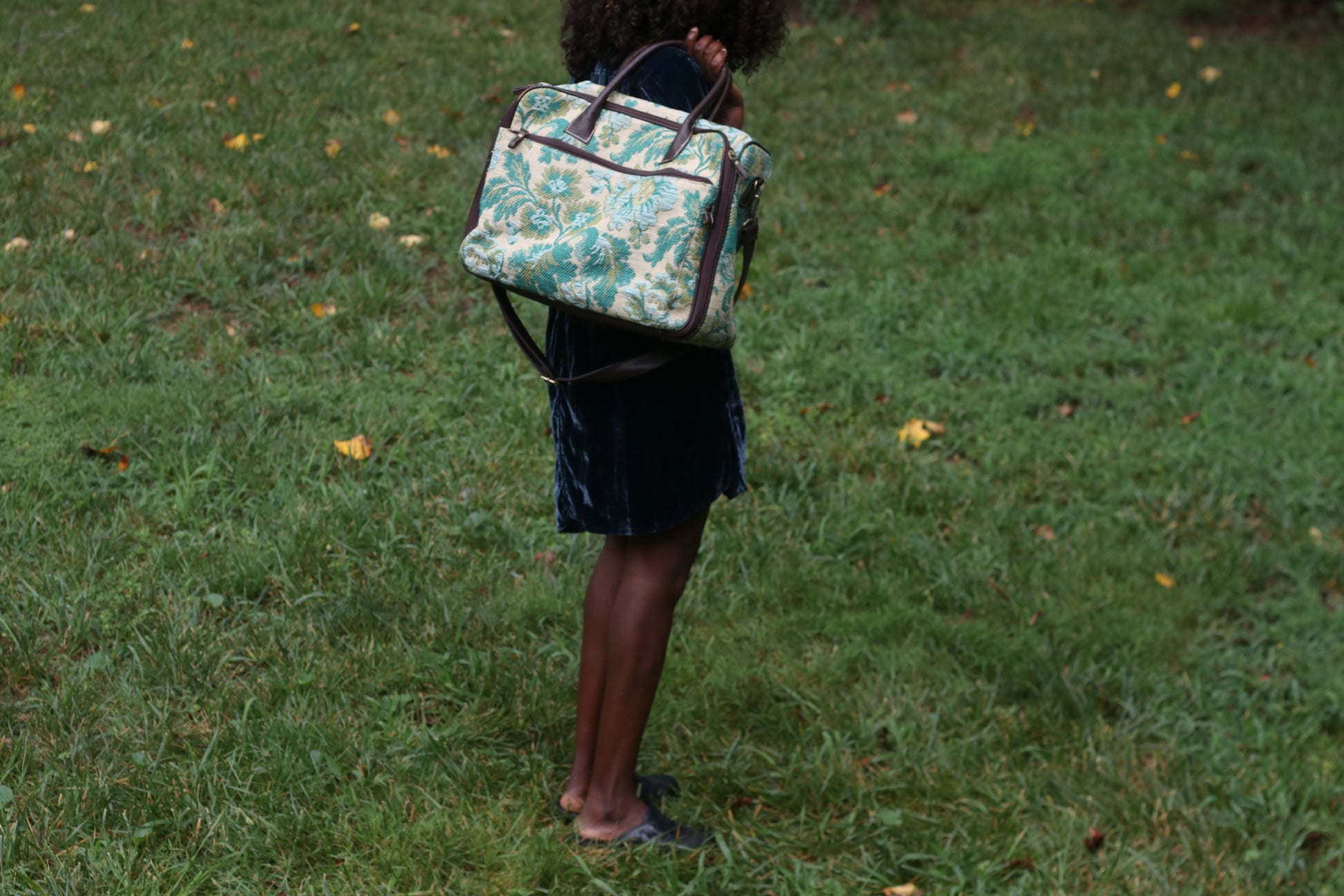 Bueno Vintage Tapestry Travel Bag - 90s Floral Weekender Duffle