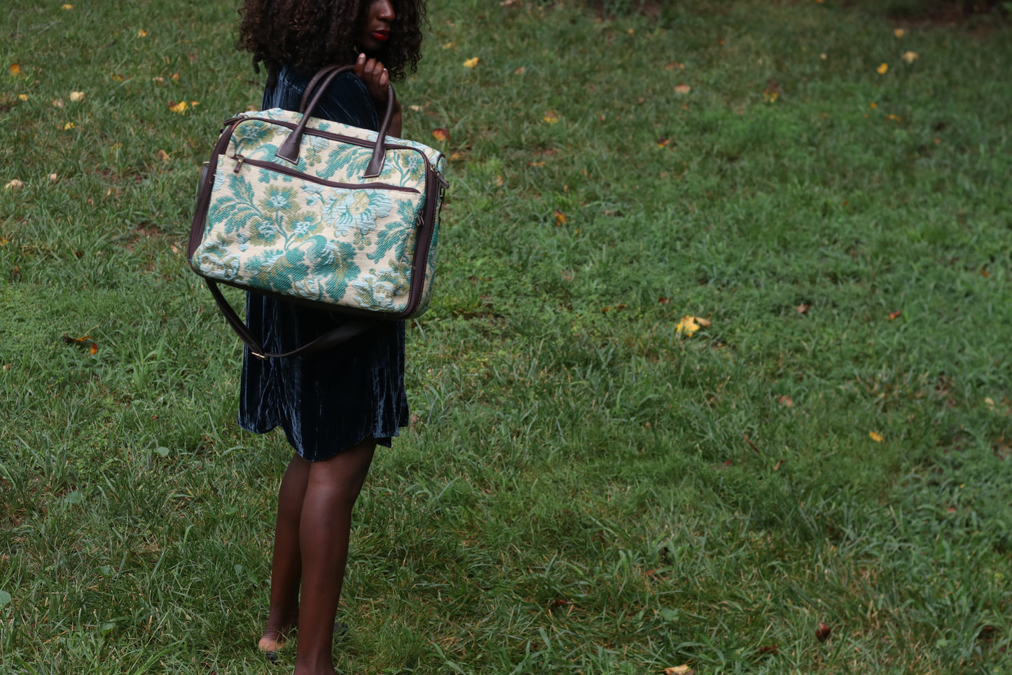Bueno Vintage Tapestry Travel Bag - 90s Floral Weekender Duffle