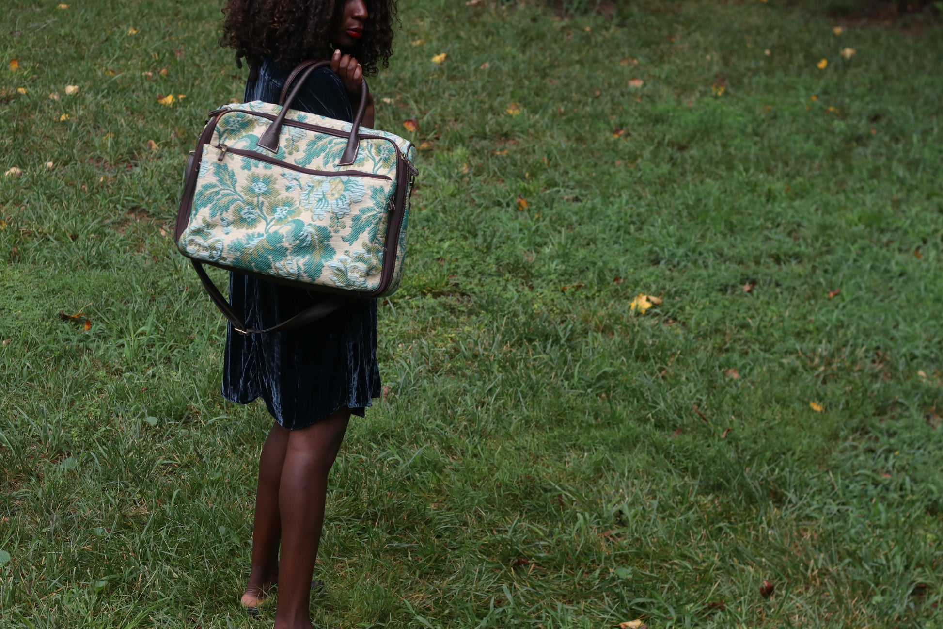 Bueno Vintage Tapestry Travel Bag - 90s Floral Weekender Duffle