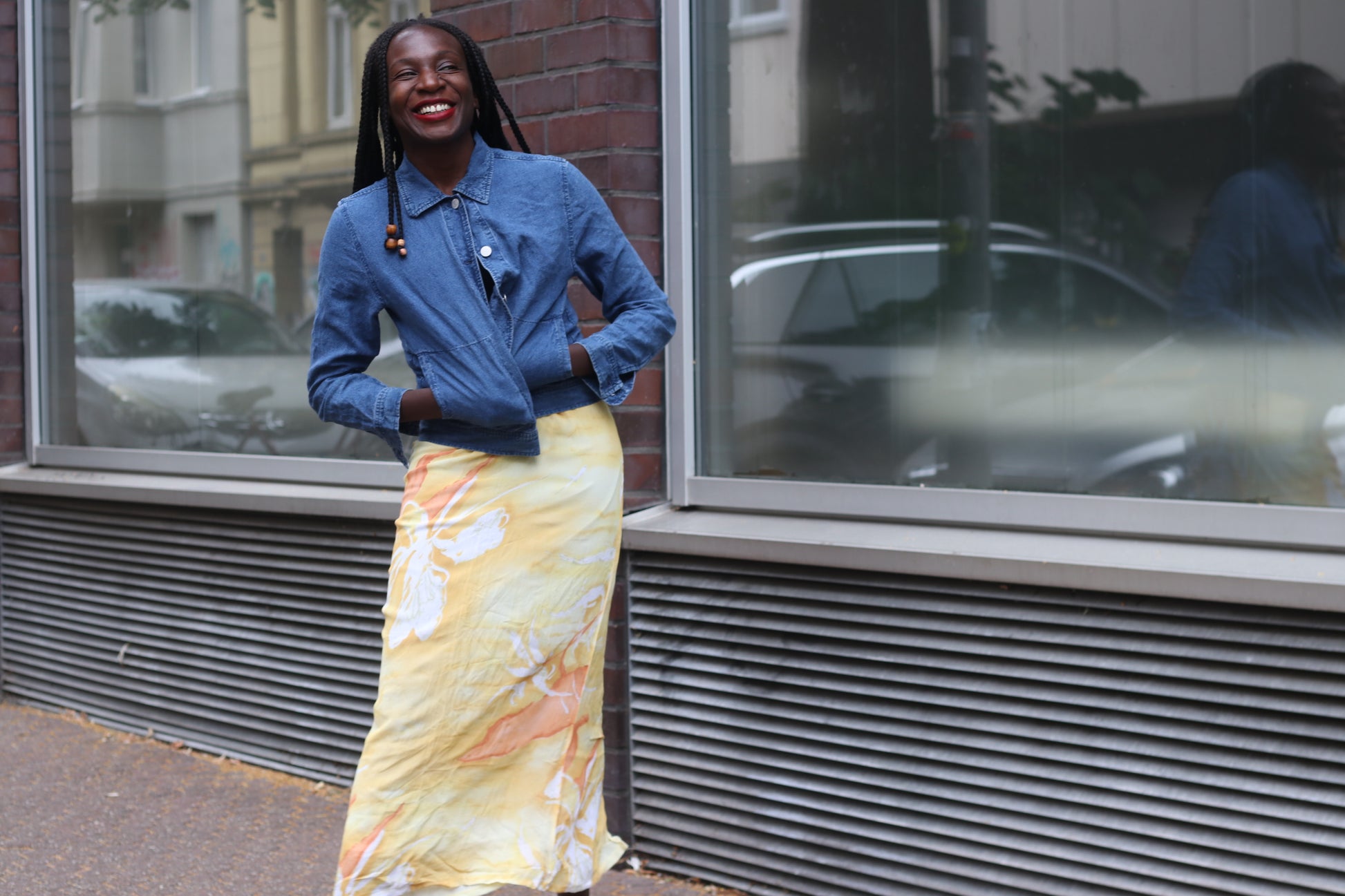 Vintage 90s Yellow Floral Maxi Skirt - Retro Floral Silk Slip Skirt