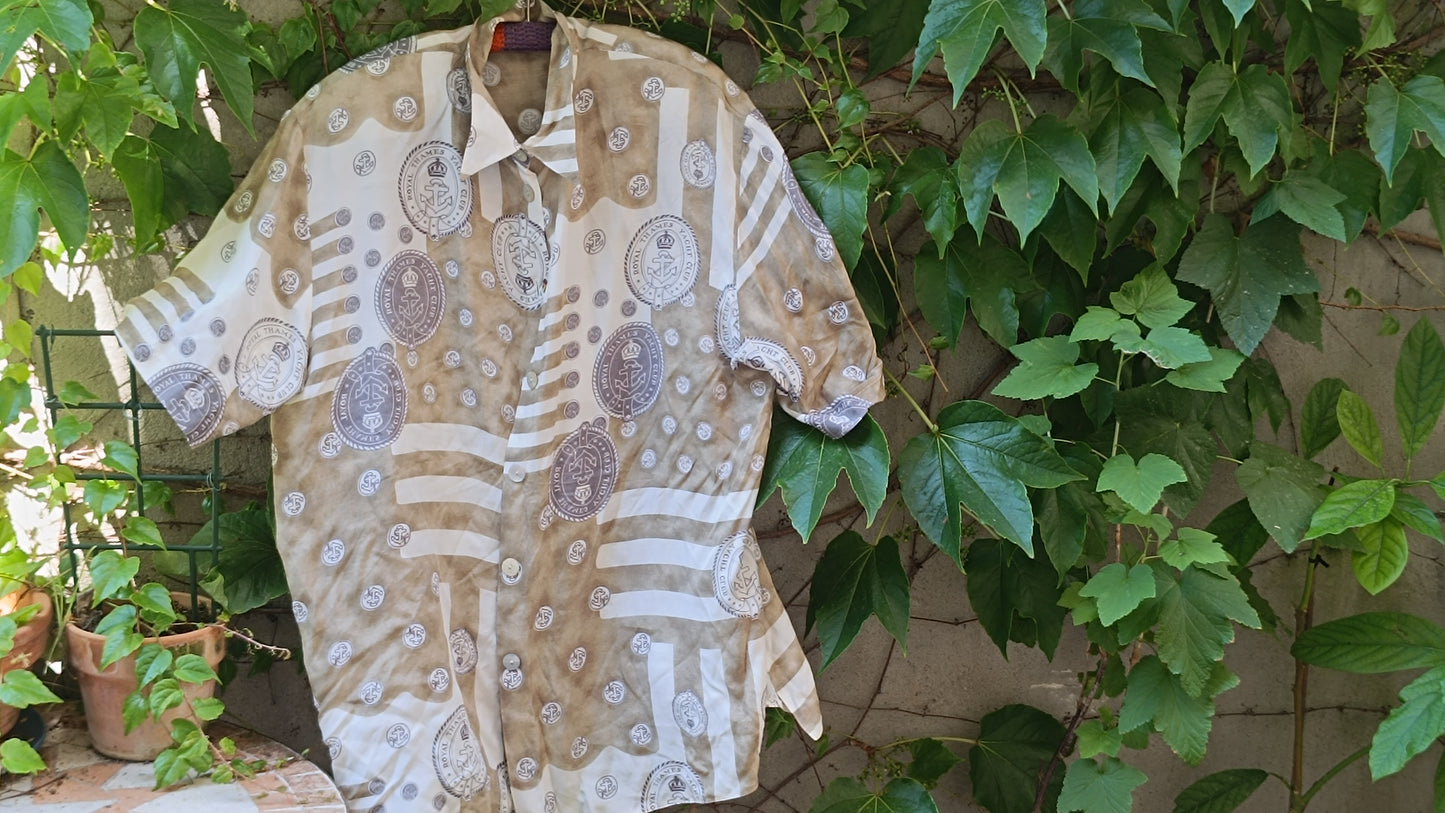 Vintage 90s Royal Thames Yacht Club Shirt - Beige Nautical Blouse