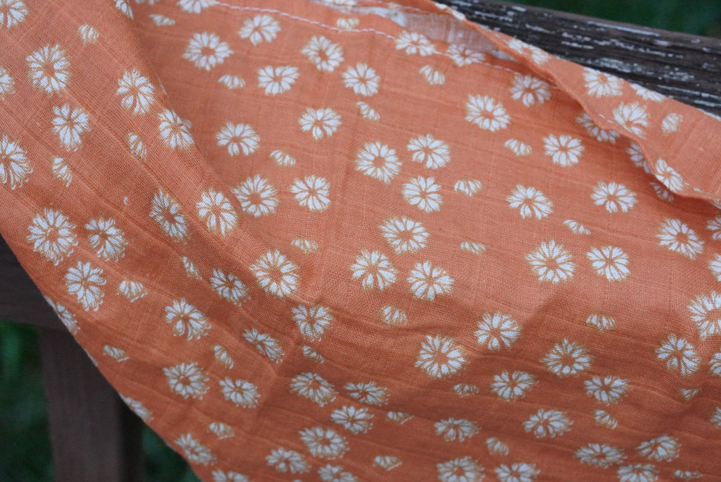 Vintage Y2K Orange Floral Daisy Cotton Bandana Head Scarf