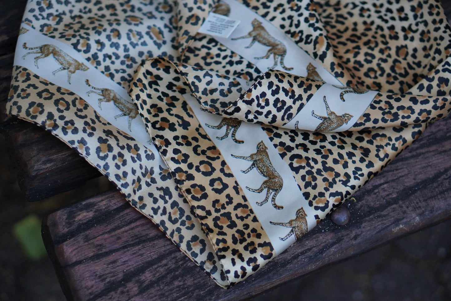 Vintage Italian Cheetah Print Scarf 1980s Animal Pattern Polyester Neck Head Wrap