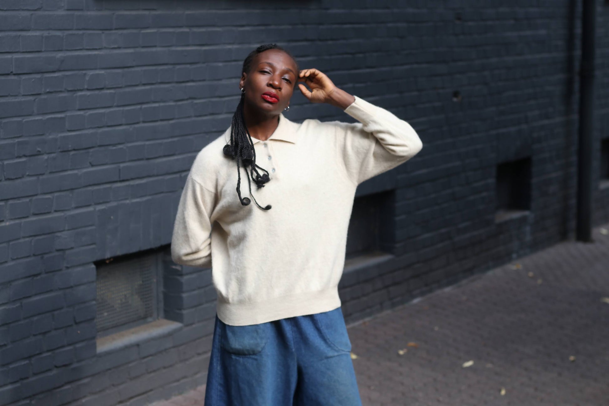 Vintage Beige Cashmere Polo Sweater - 90s Italian Cashmere Jumper XS-S