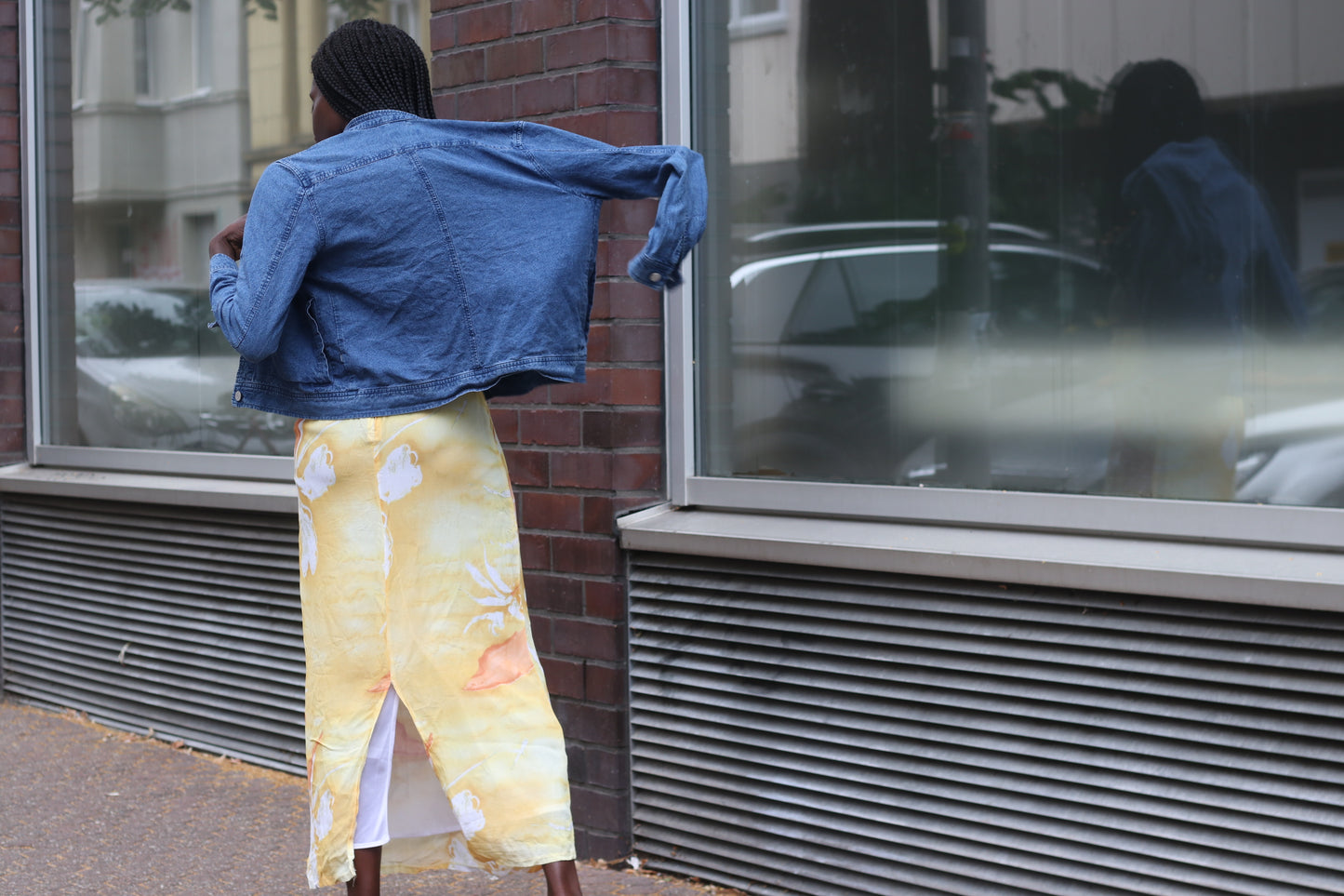 Vintage 90s Yellow Floral Maxi Skirt - Retro Floral Silk Slip Skirt