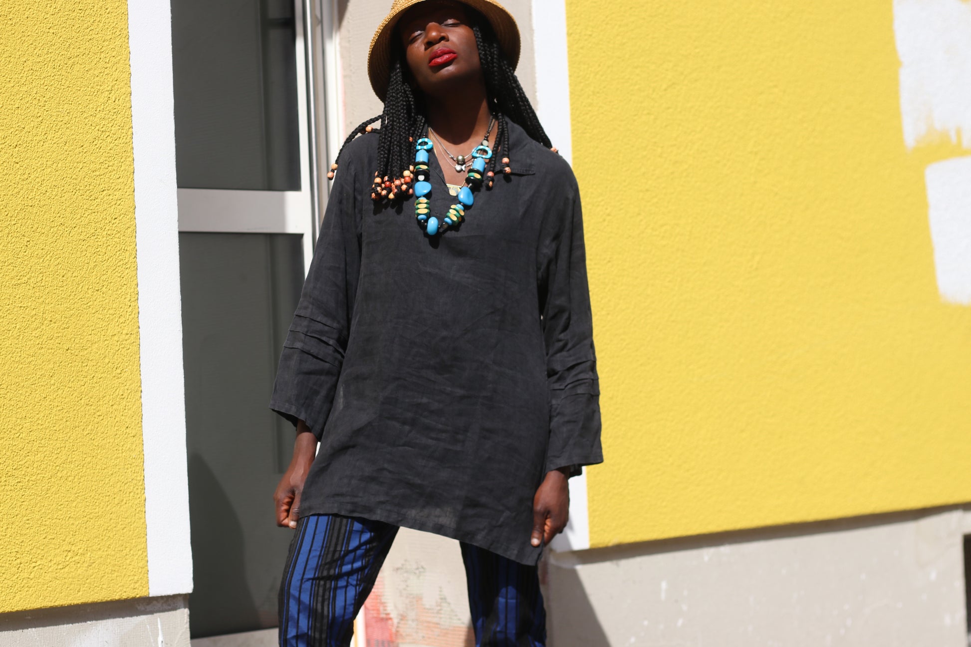 Vintage 1990s Black Linen Tunic Shirt Oversized Minimalist Lagenlook Blouse Top