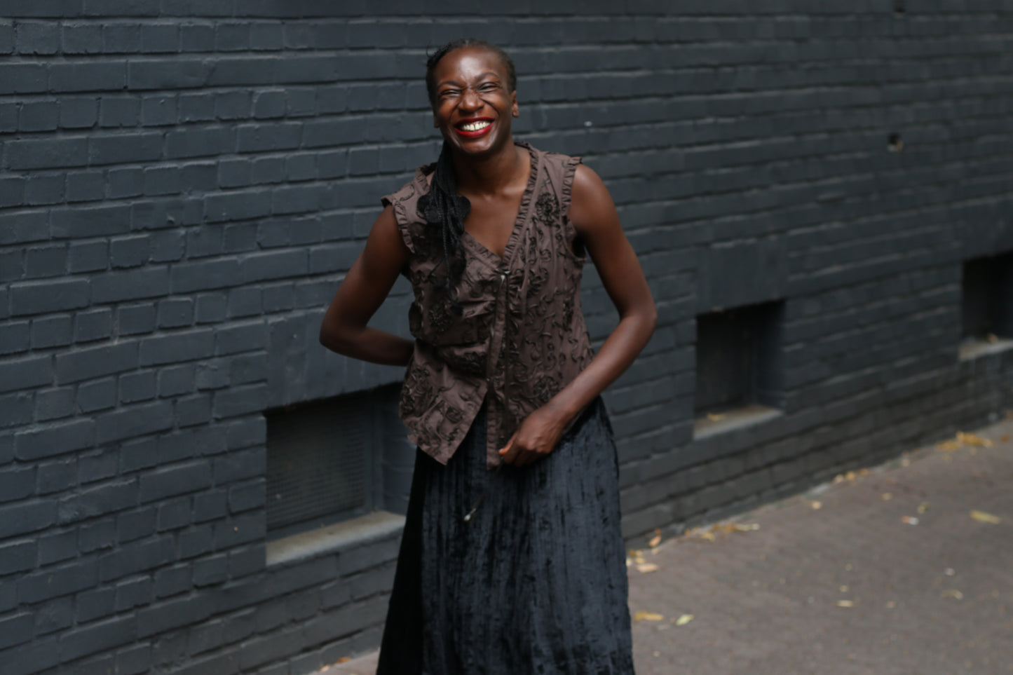 Vintage Brown 90s Textured Sleeveless Blouse Top - Boho Vest
