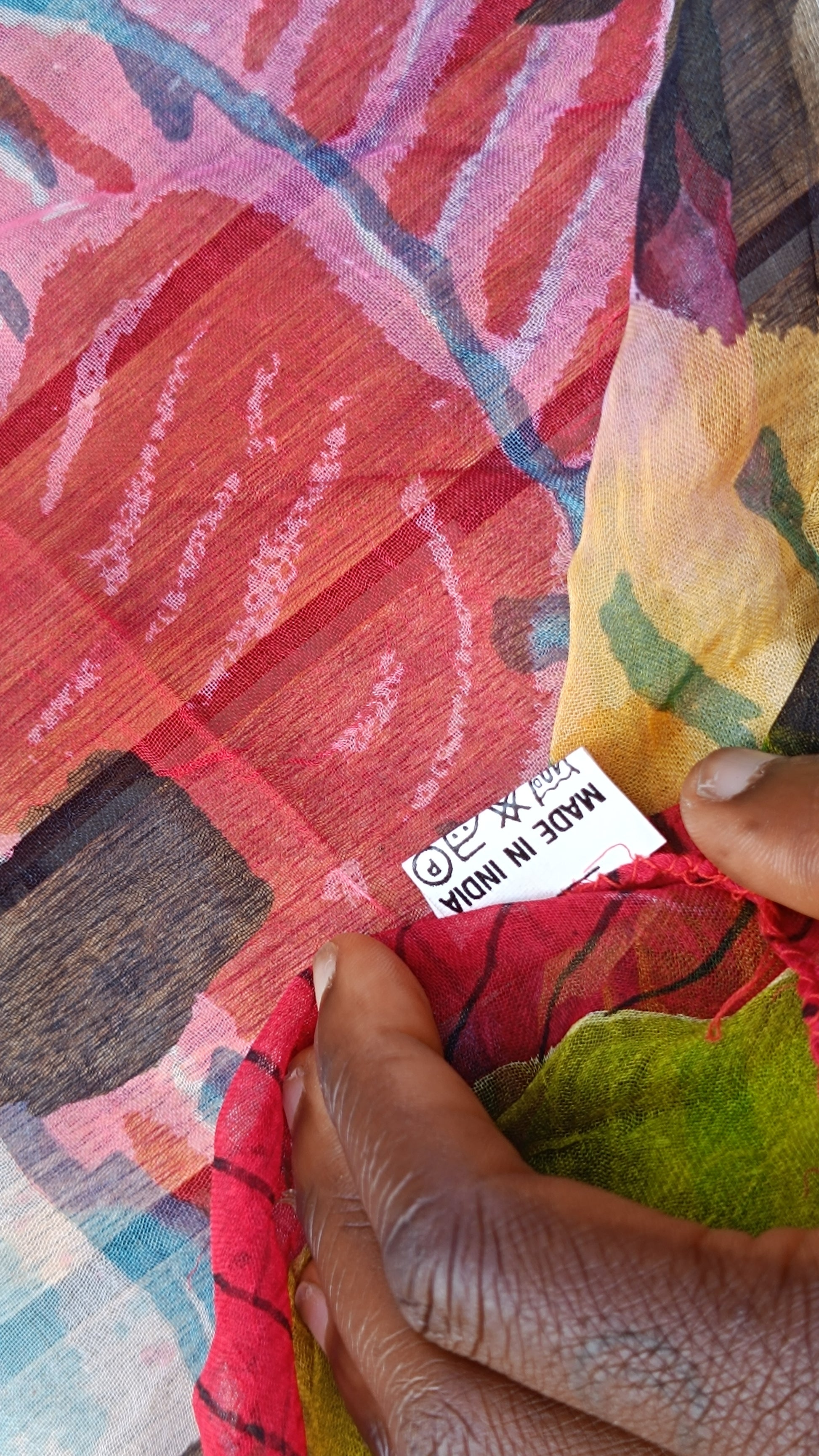 Vintage 90s Abstract Art Scarf - M Logo Tropical Print Shawl