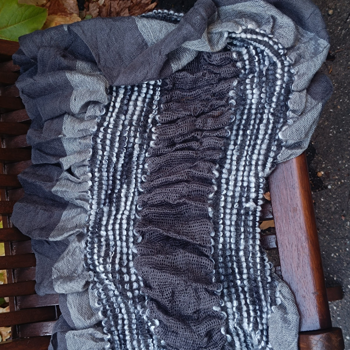 Vintage 90s Charcoal Grey Viscose Textured Shrug Shawl Bolero