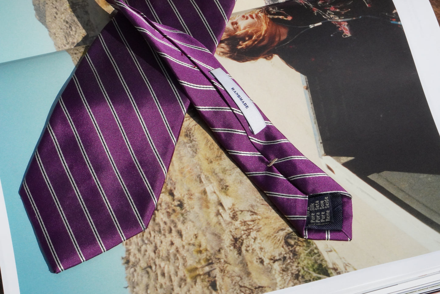 Paul Rosen Vintage 100% Silk Tie Purple Striped Men Formal Business Suit Necktie