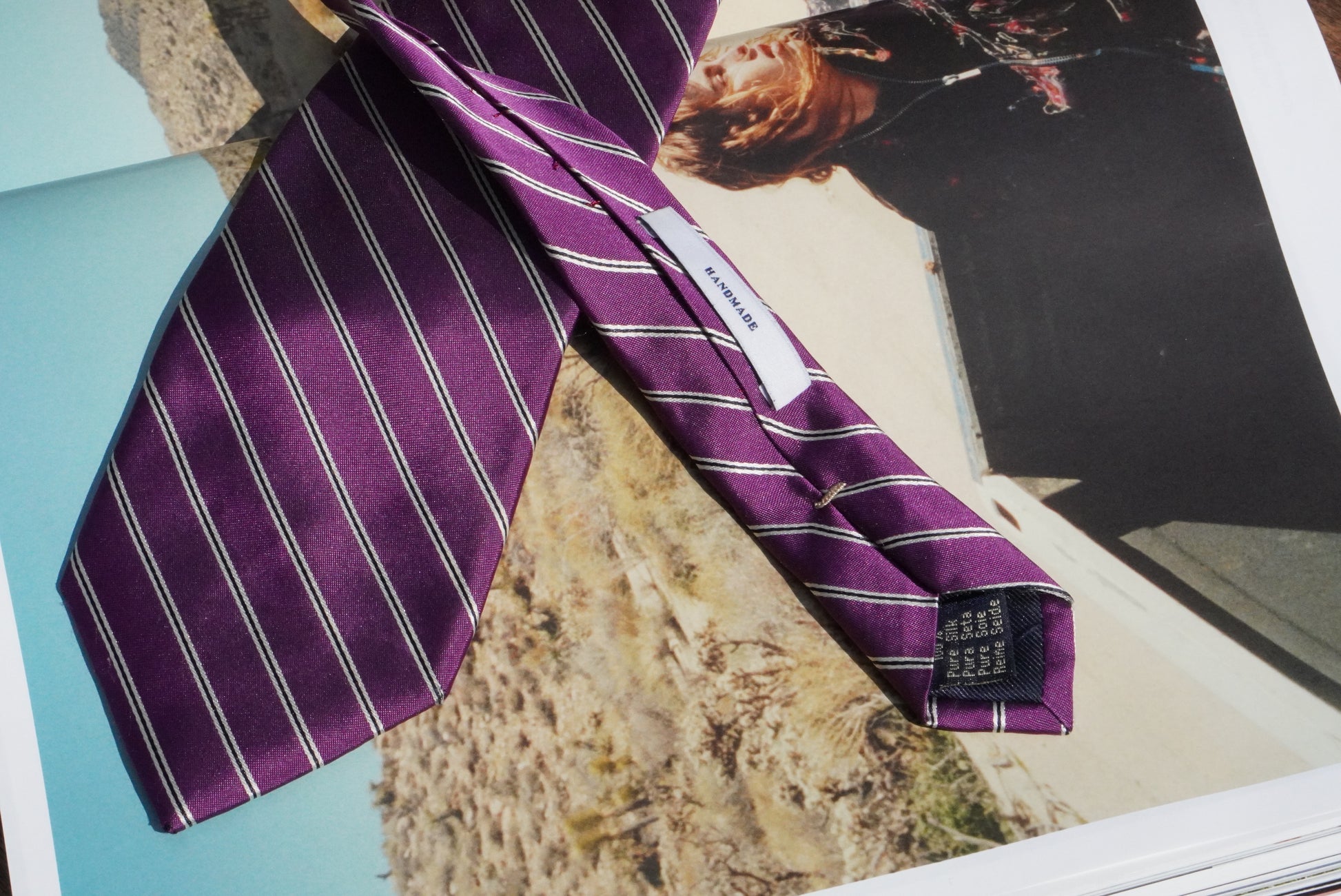 Paul Rosen Vintage 100% Silk Tie Purple Striped Men Formal Business Suit Necktie