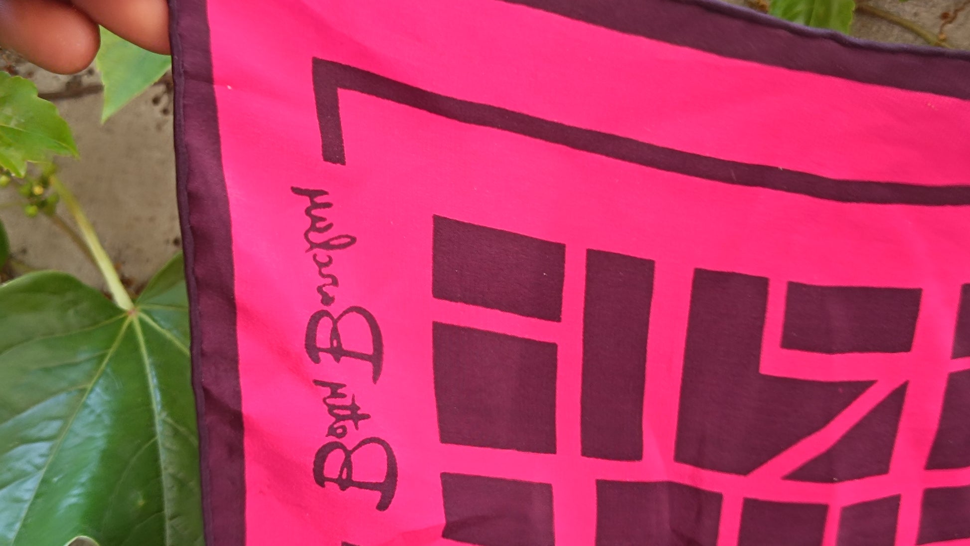 Betty Barclay Vintage 70s Geometric Silk Scarf - Pink & Plum Neck Head Wrap