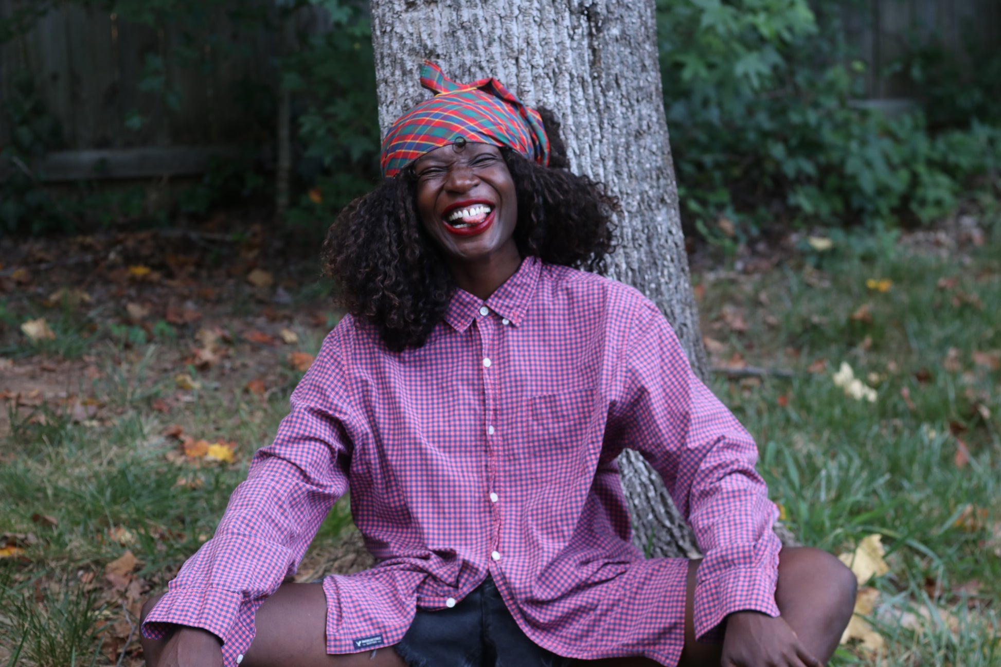 Vintage Plaid Bandana Neck Scarf - Retro Fleur de Lis Scout Bandana