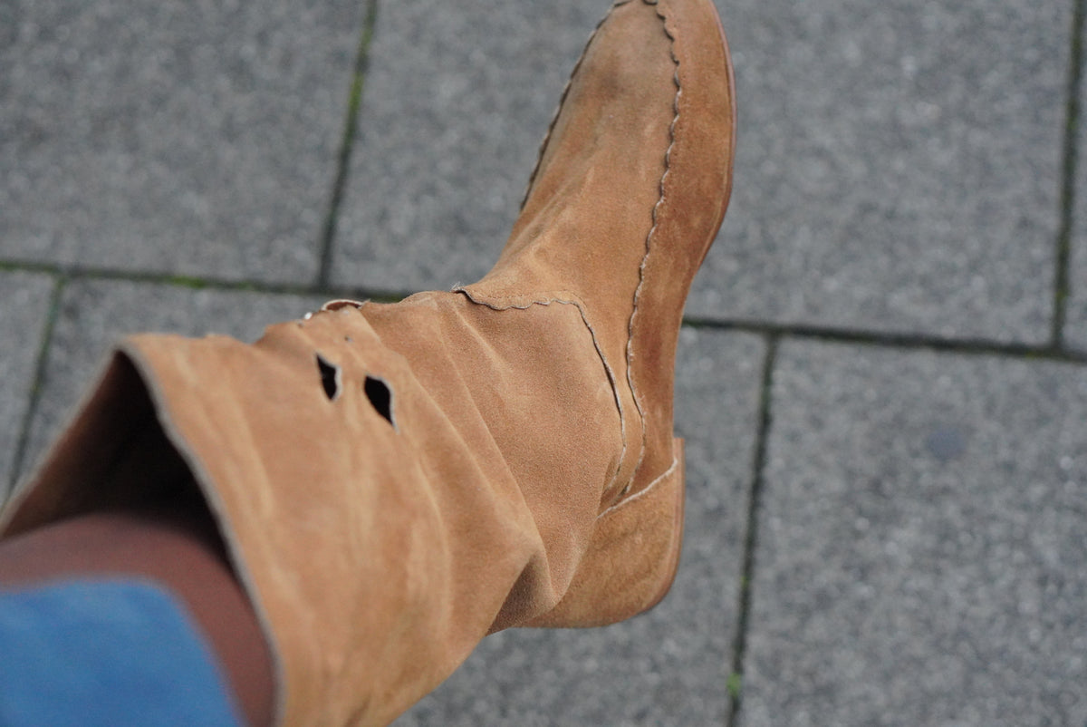 Vintage Boots | Y2K Boho Suede Slouchy Boots | Tan Camel EU 39