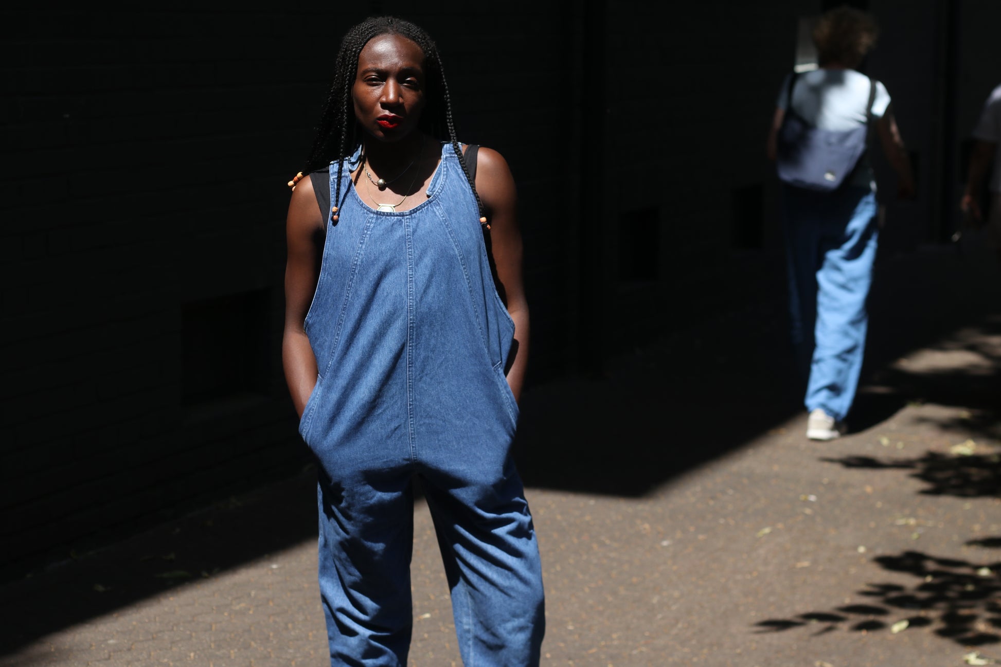 Vintage 80s Denim Jumpsuit Sleeveless Blue Jean Overalls 1980s One Piece Utility