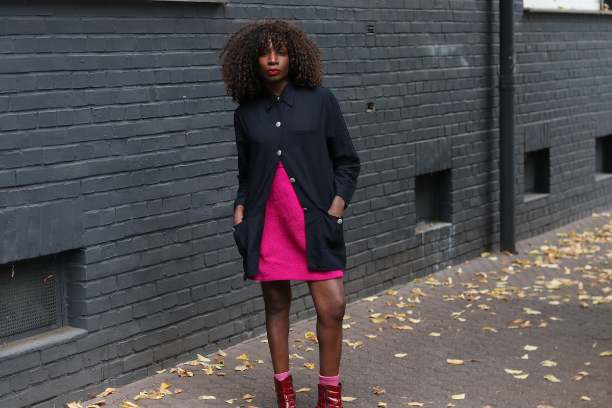 Vintage Black Oversized Utility Jacket | 90s Shirt Coat M/L