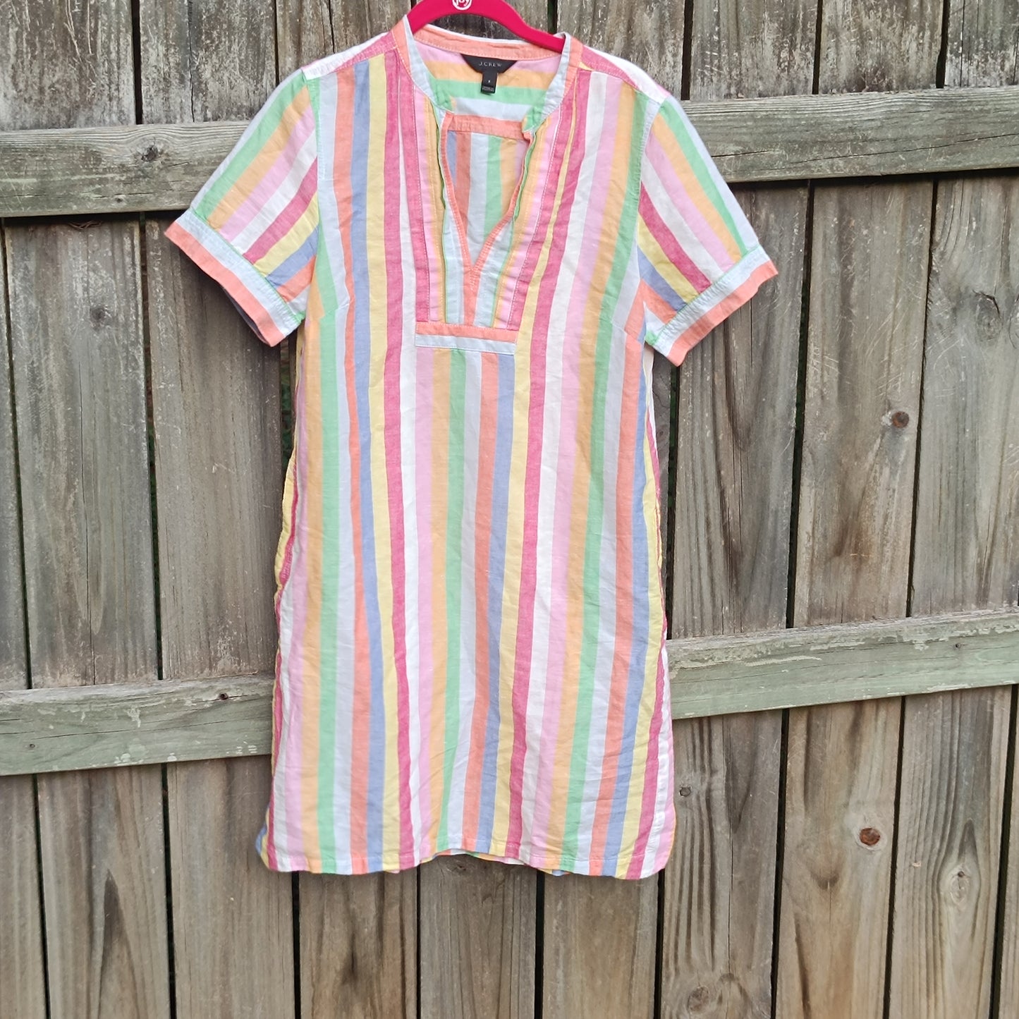 Vintage Y2K J Crew Pastel Stripe Cotton Tunic Dress - Summer Mini