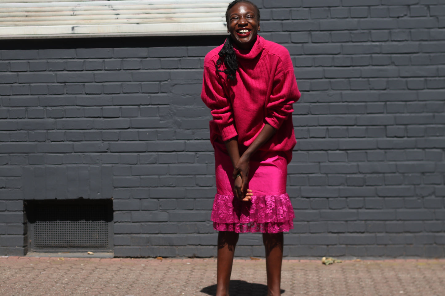 Vintage Pink Turtleneck Sweater Dress | 90s Oversized Knit Jumper