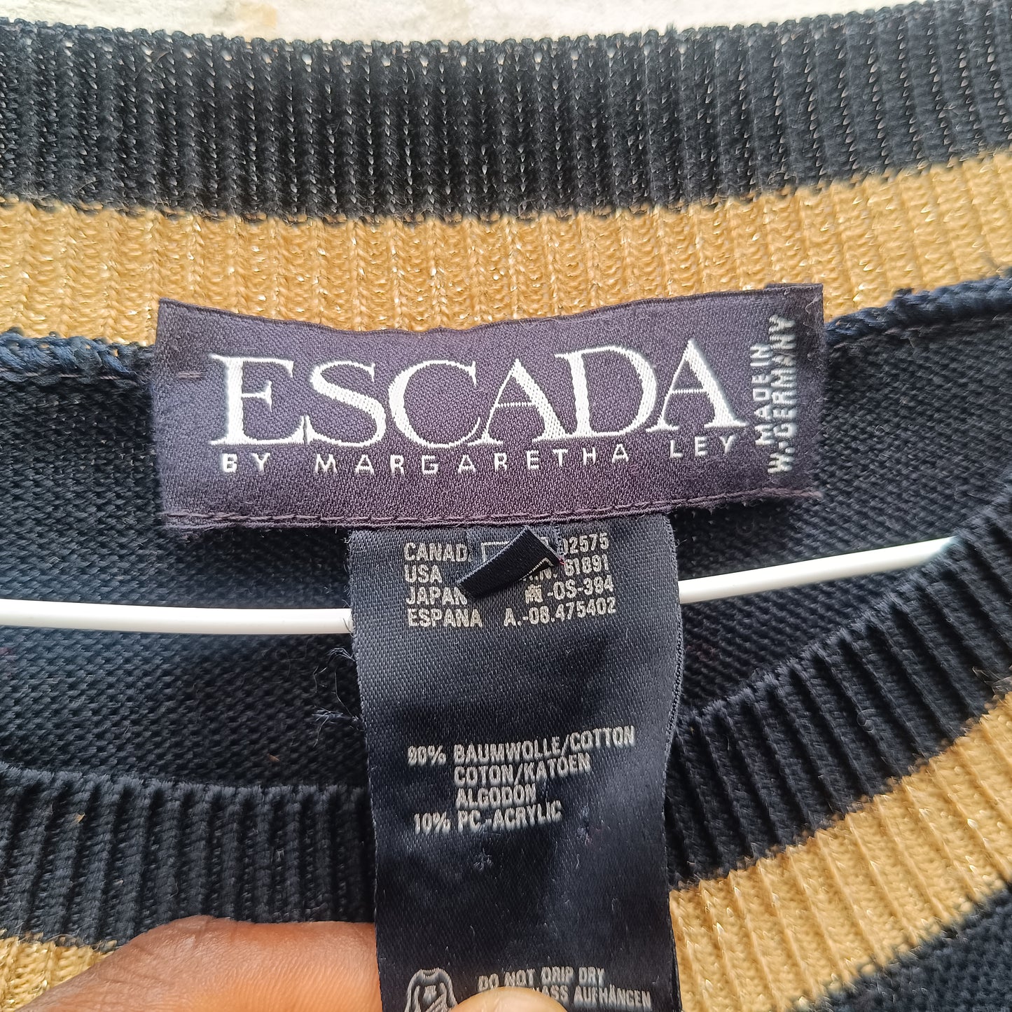 Vintage Escada Alligator Sweater | 80s Nautical Knit Jumper - M