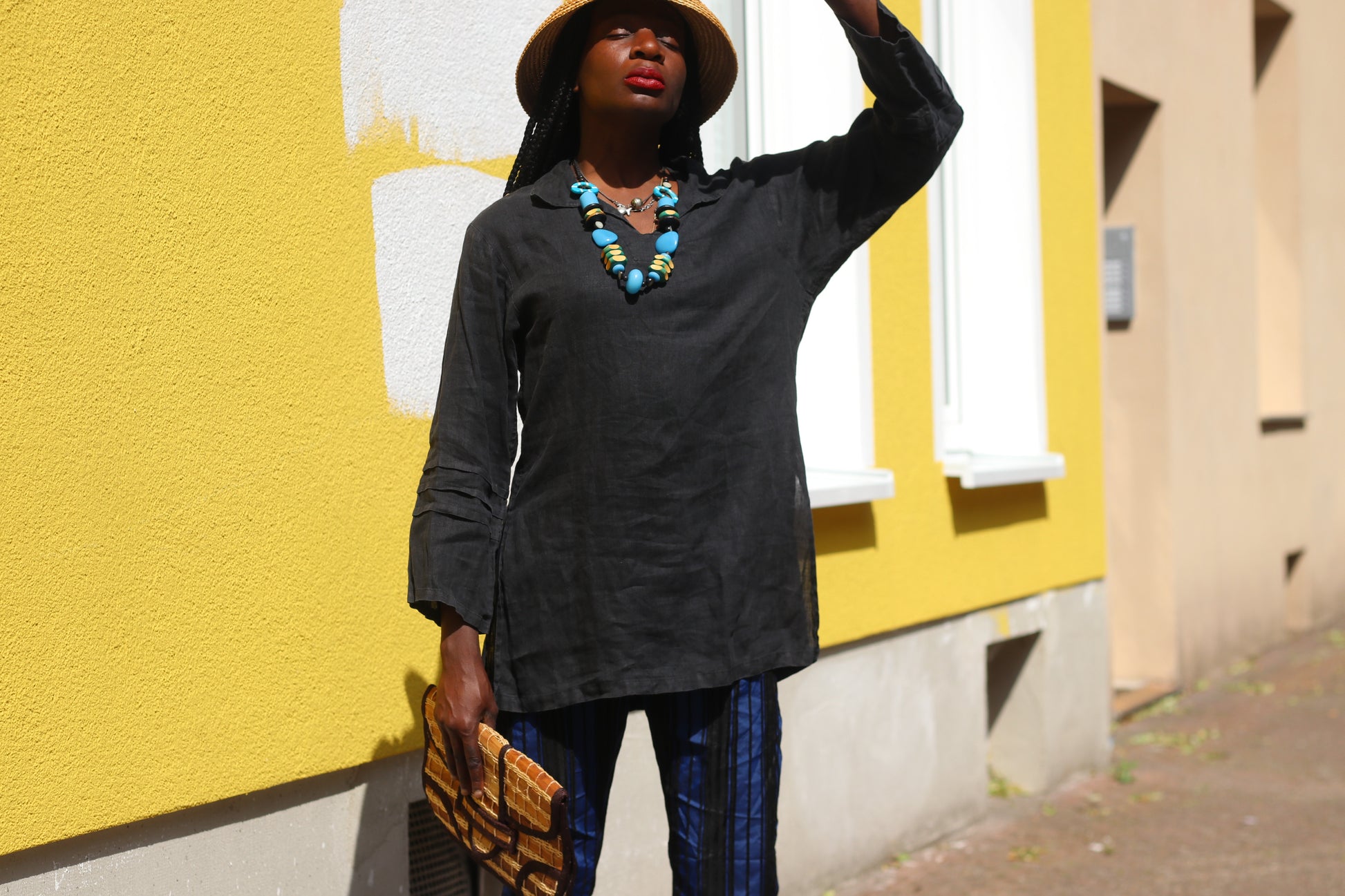 Vintage 1990s Black Linen Tunic Shirt Oversized Minimalist Lagenlook Blouse Top